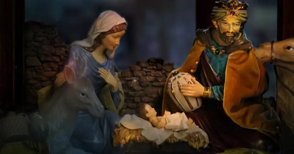 Imagem de Maria em um presépio